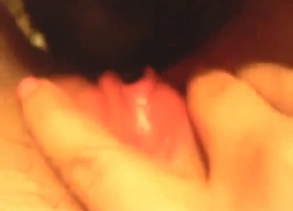 Non-hairy pussy fed to dog in POV, all orgasmic
